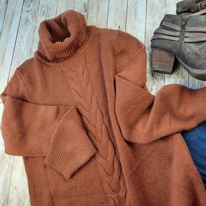 Boden Turtleneck Cable Knit Wool Sweater Dress